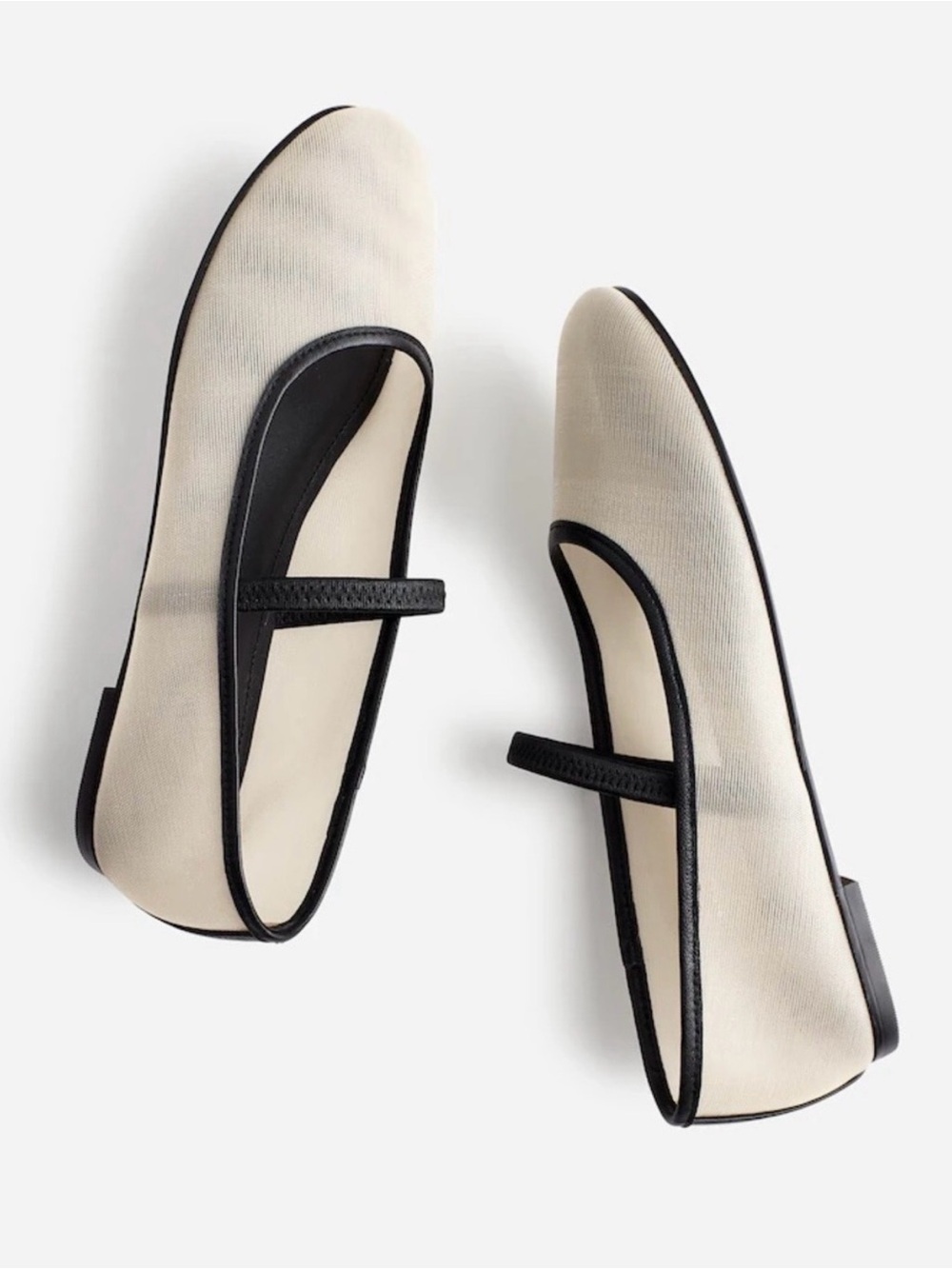 Madewell The Greta Ballet Flat in Ecru and Black Mesh Size 9.5
